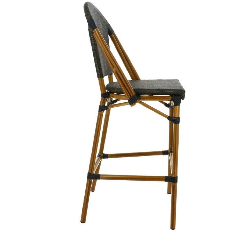 Chaise haute de bar empilable d'extérieur en aluminium textylène Biarritz bronze_1