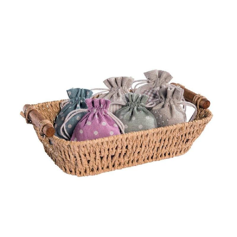Panier à anses bois rectangle - L26xP17xH7cm - Papier tressé - Couleur écru_1