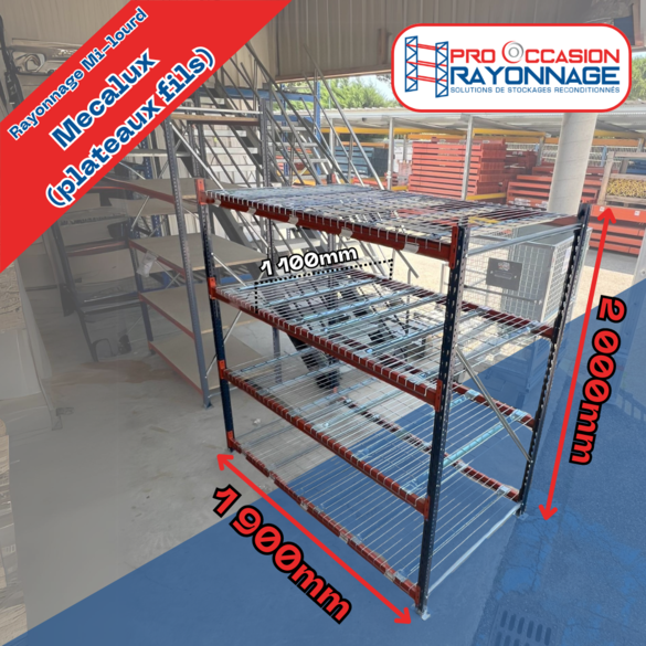 Rayonnage mi-lourd - Hauteur 2000mm, Longueur 1900mm, Profondeur 1100mm - MECALUX M7_1
