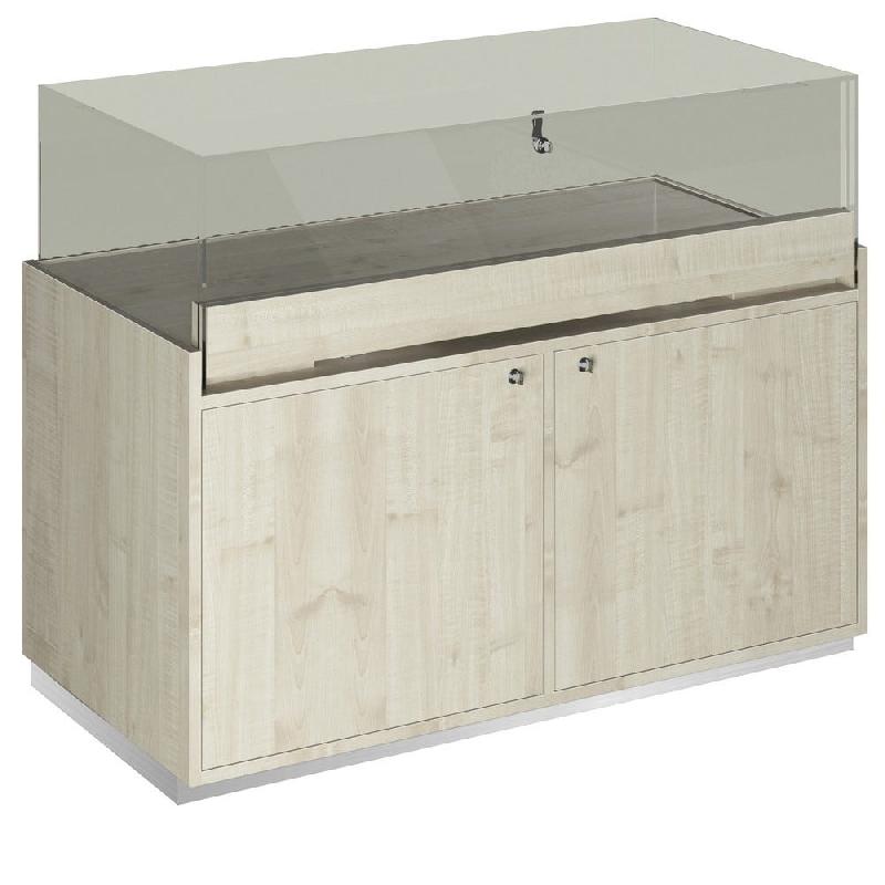 Comptoir T01 vitrine 4 Faces et MDF naturel+érable - 120x60x93cm_1