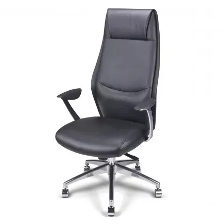 Fauteuil de Direction synchrone - cuir Noir pleine fleur - So Émilie - Sans_1