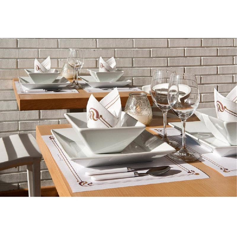 Set de table papier blanc motif Maxim marron 35x50cm - par 2000_1
