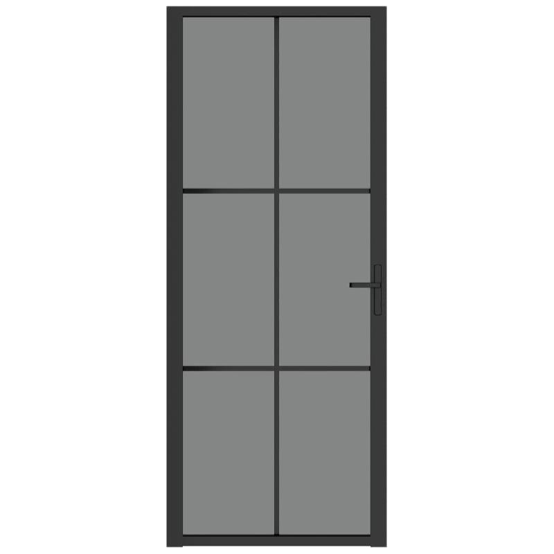 Vidaxl porte intérieure 83x201,5 cm noir verre esg et aluminium 350565_1