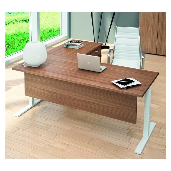 Bureau avec retour direct et caisson de rangement, série Idea Tube - Quadrifoglio - 160, Blanc, Droite, 3 tiroirs_1