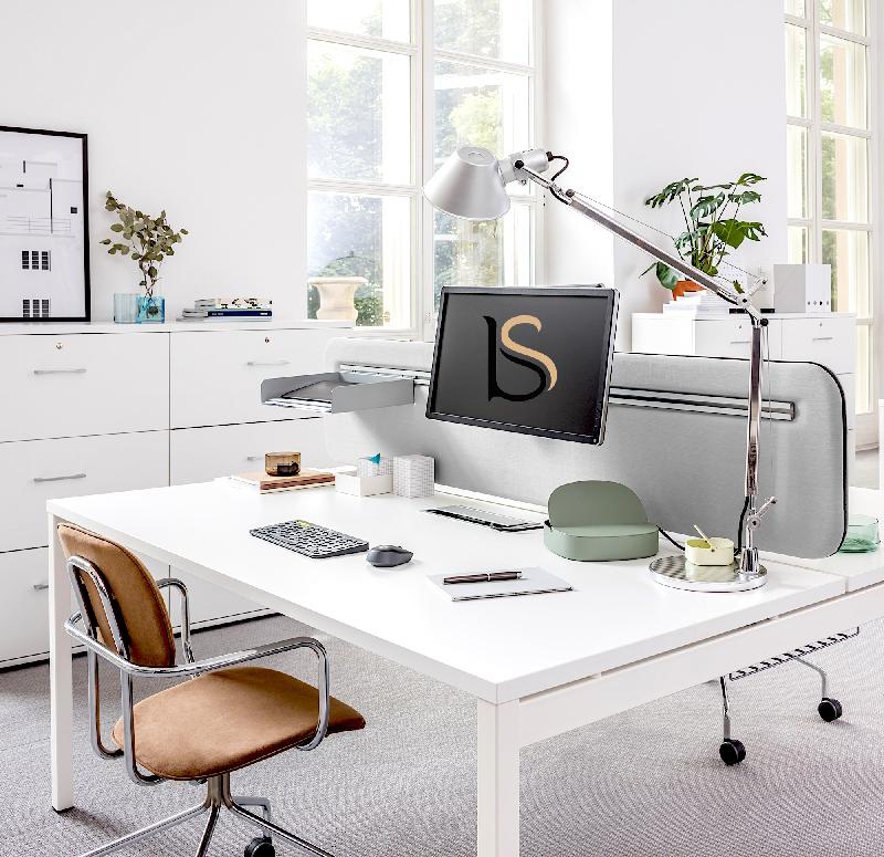 Bureau Bench 2 personnes Ogi U - MDD - 120, Blanc, Blanc, Oui_1
