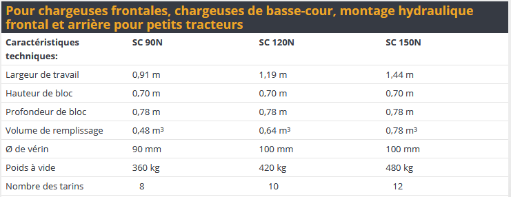 Godet désileur SC 120N Mammut Maschinenbau - format bas pour chargeuses de basse-cour_1