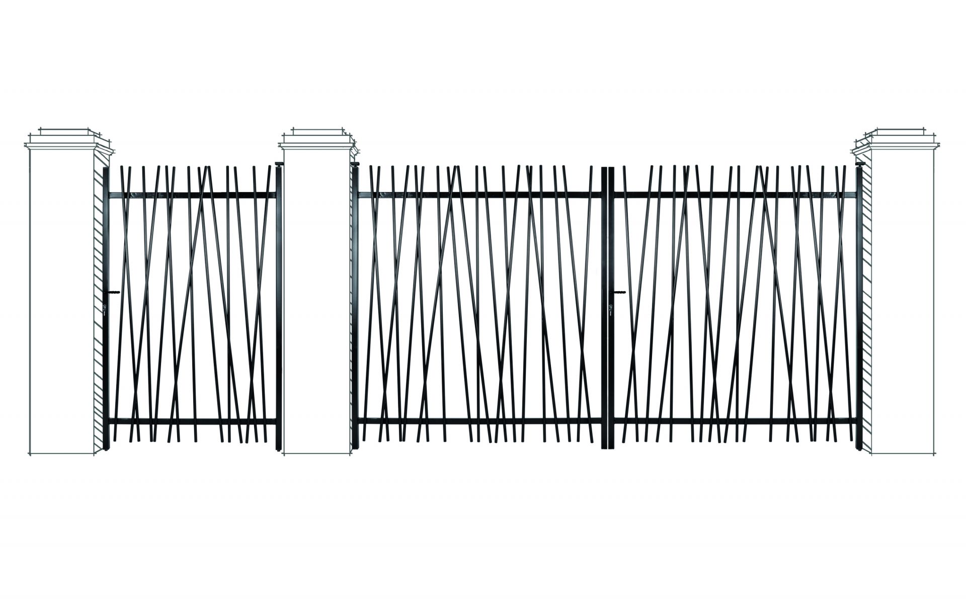 Portail destructuré - Ossature 35x35x2 mm - Barreaudage tube diamètre 17x2 mm_1