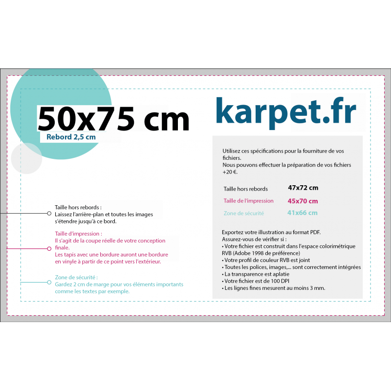Tapis d'entrée personnalisé Karpet - 50x75 cm - Rebord 2,5 cm - PE02 - Absorbant et anti-dérapant_1