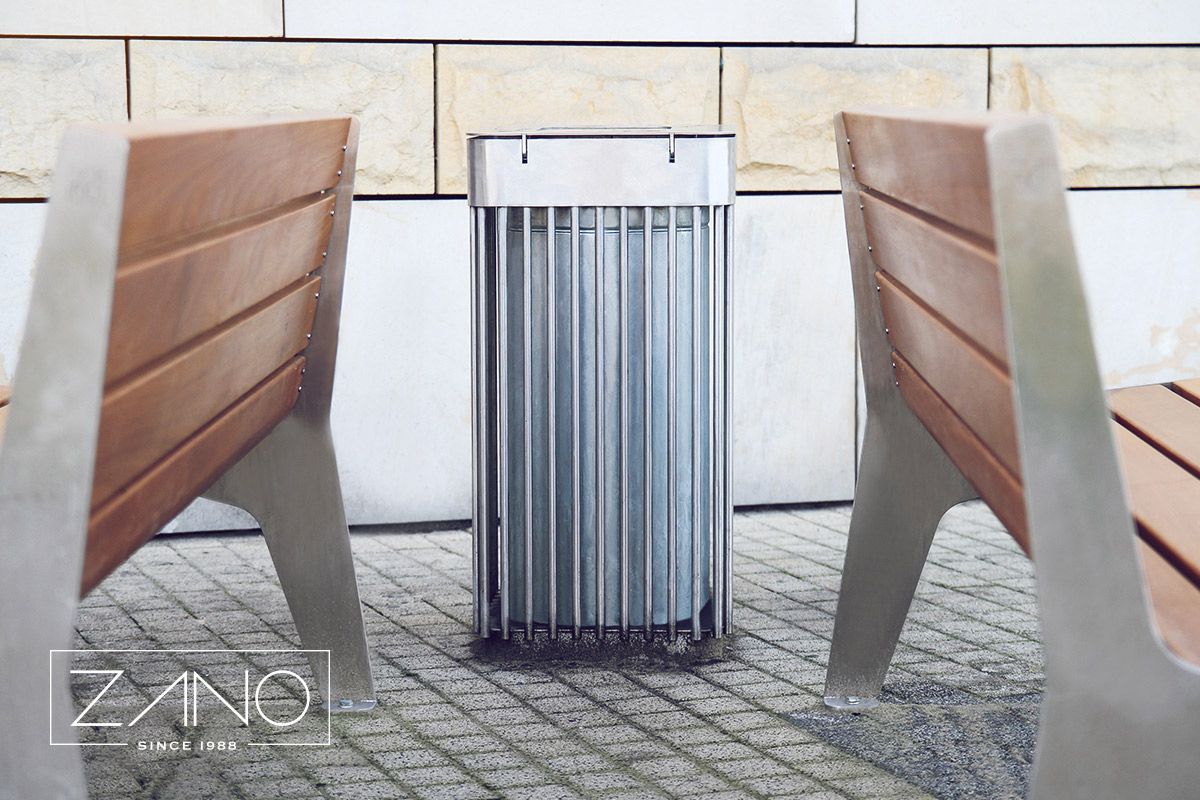 03.051.Sn - Poubelle Calypso Zano - 65L - Structure acier noir ou inoxydable, parements tubes d'acier_1