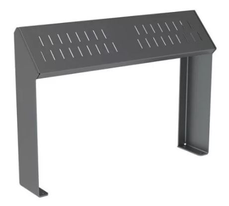 Assis-debout Kub en acier - largeur 254 mm, épaisseur 8 mm, assise en acier galvanisé perforé ou bois exotique - longueur 1200 mm_1