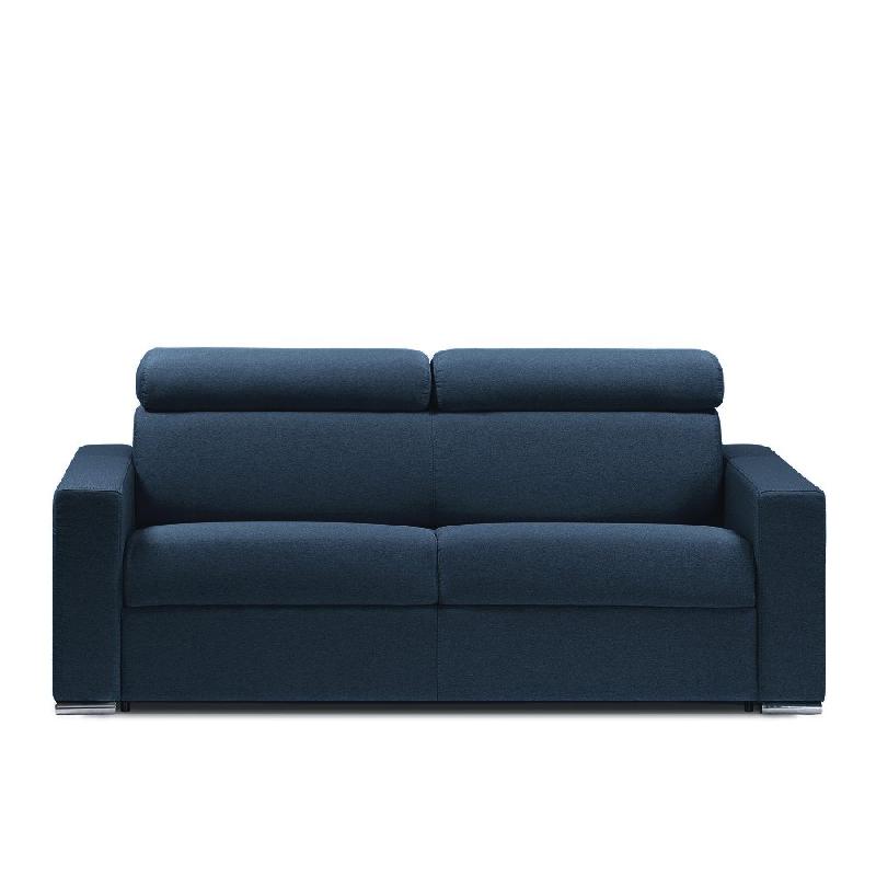 Canapé convertible express Darwin - têtières réglables - couchage 160x197 cm - matelas 16 cm - tissu tweed bleu nuit - fabrication italienne_1