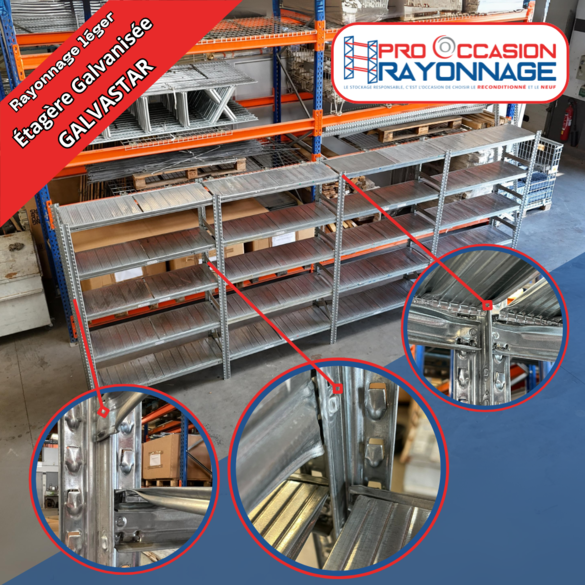 Étagère Galvastar Acier Galvanisé - Hauteur 2000mm, Longueur 1200mm, Profondeur 400mm_1