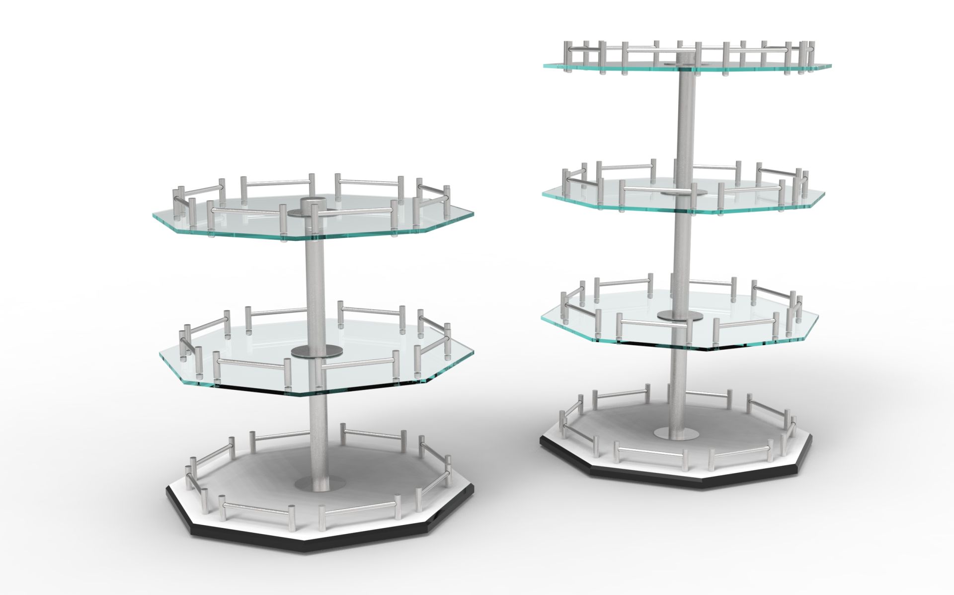 Présentoir pivotant octogonal pour flacons de matières premières en laboratoire cosmétique et parfumerie - design élégant et fonctionnel_1