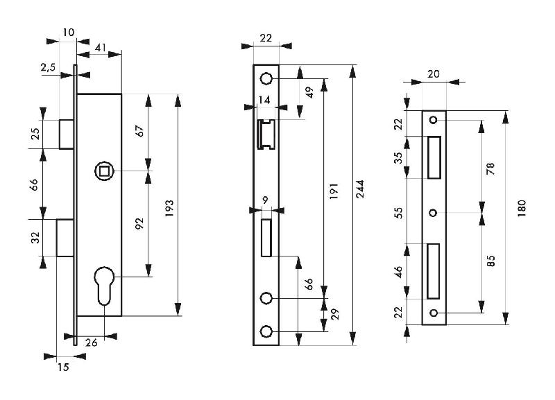 Serrure encastrable pour porte d'entrée - Axe à 26 L 41 - Réversible - THIRARD_1