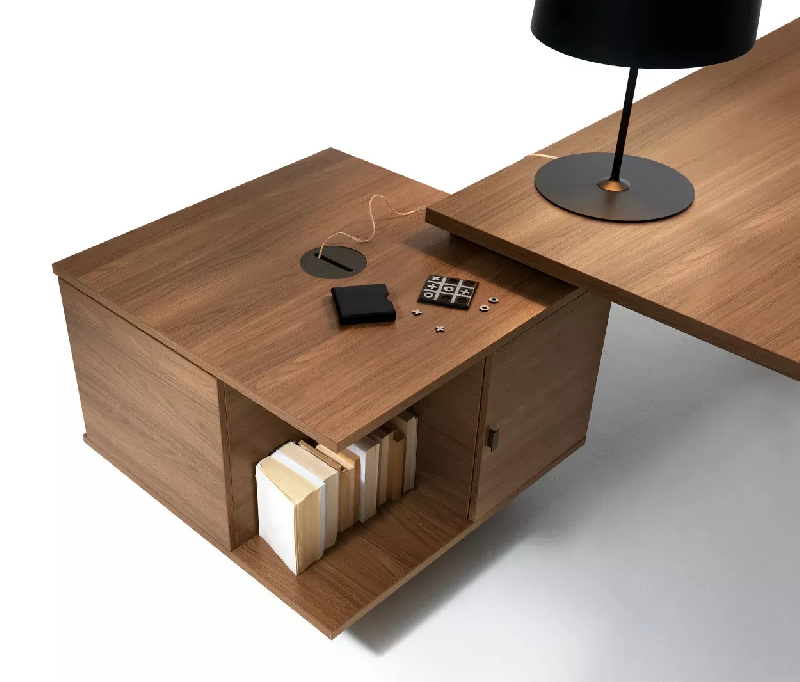 Bureau Exécutif design italien et meuble de service 2 caissons 3 tiroirs - 2 modules ouverts So Terra_1