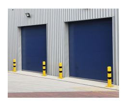 Potelet fixe en acier Ø114 mm - Fixation sur platine 230x230 mm - STI Balisage routier_1