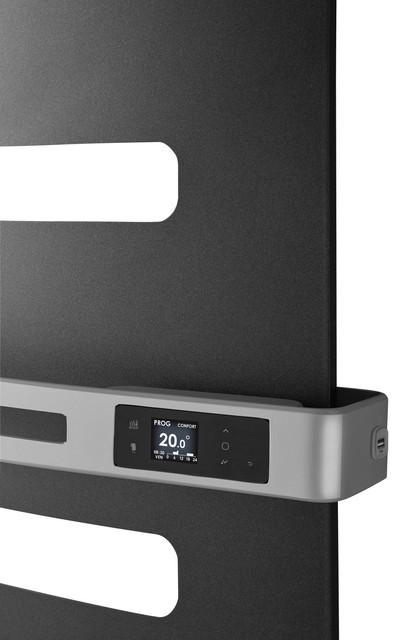 Radiateur sèche-serviettes connecté Serenis mât gauche 500W Anthracite - Atlantic - 850548_1