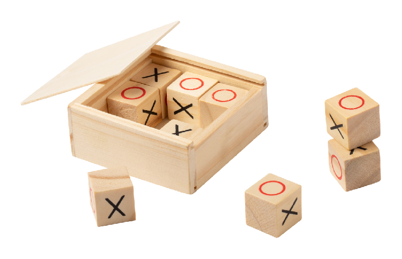 Jeu de morpion en bois - 9 pièces avec boîte en bois - Couleur naturelle - 51g_1