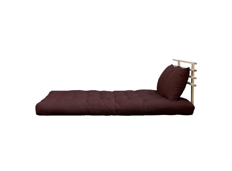 Canapé lit futon Shin Sano Brown en pin massif - Couchage 140x200 cm - Design japonais et matelas confortable_1