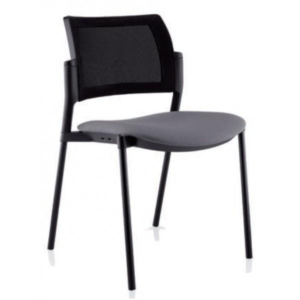 Chaise visiteurs 4 pieds Kyos dossier résille noire - SOKOA - Noir, Violet, Noir_1