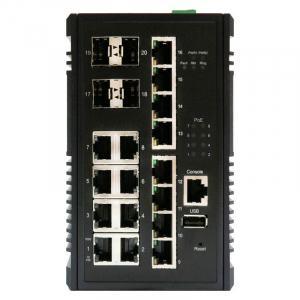 Switch PoE+ 16 ports - 8 PoE+ 30W - 4 SFP - Gigabit - Durci IP30 - Référence ISGPOEMT1604G_1