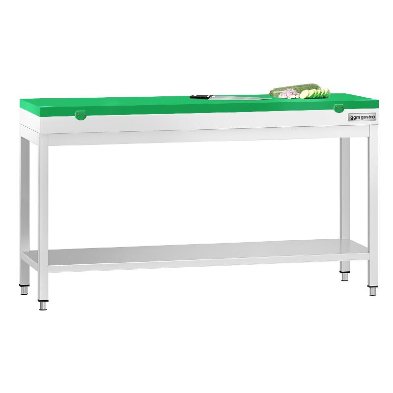 Table inox de découpe avec plan vert - Profondeur 600 mm | Ggm - 1800_1