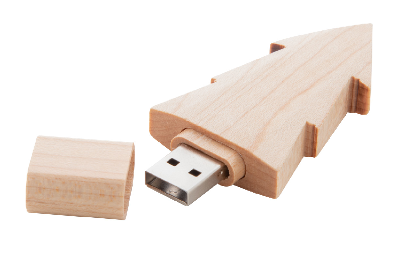Clé USB publicitaire en bois - forme sapin de Noël - 8/16/32GB_1