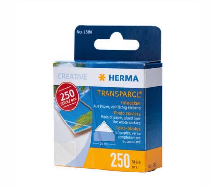 Coins-photos autocollants Transparol - dévidoir 250 pcs - adhésif sans solvant, permanent, pour photos_1