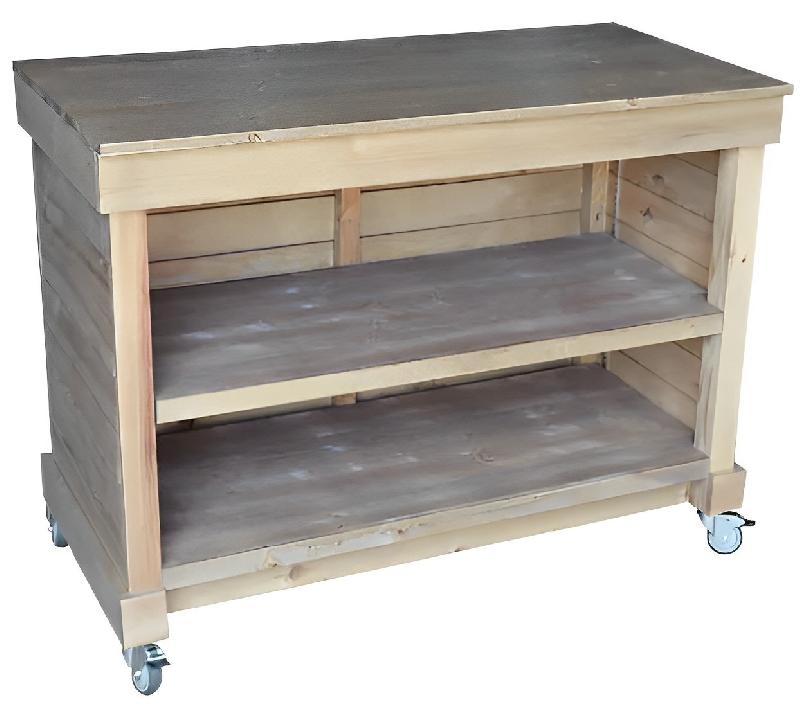 Comptoir d'encaissement et d'emballage - Bois vieilli - Multifonction - Pin naturel - Fabrication Française_1