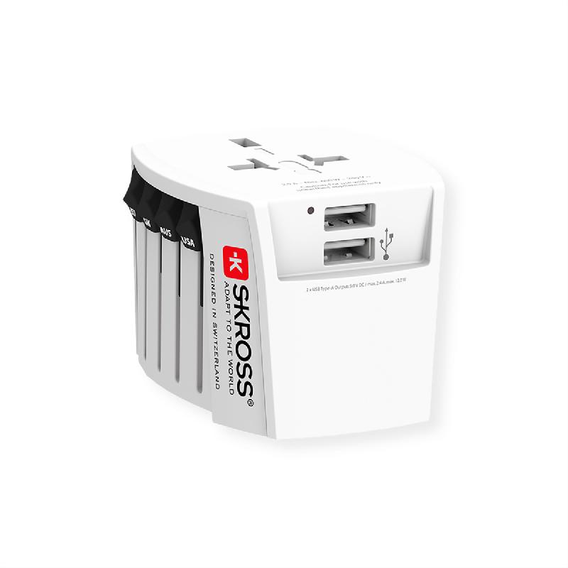 SKROSS Adaptateur de voyage universel MUV USB 2xA à 2 broches, monde_1