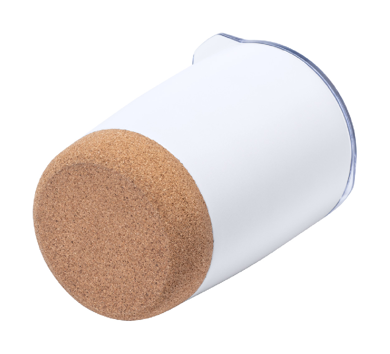 Mug thermos - isotherme à double paroi en acier inoxydable - 380 ml avec couvercle et base en liège_1