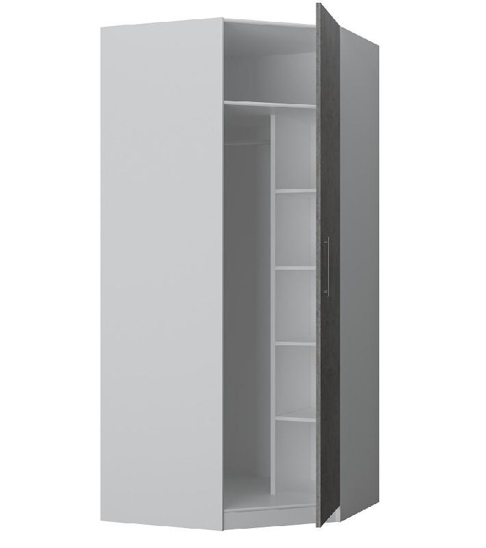 Armoire d'angle dressing Loft - blanc mat et gris béton - 1 porte - 100 x 100 cm_1