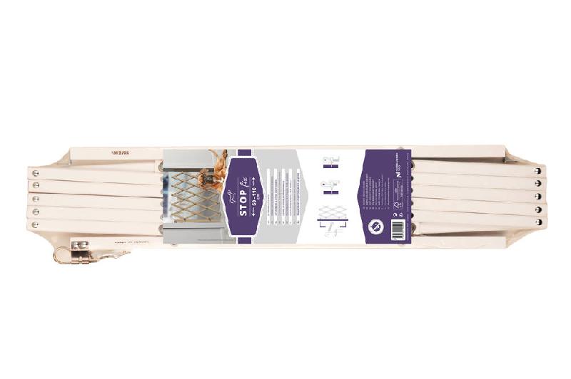 Barrière Stopfix en bois blanche - Extensible jusqu'à 110 cm_1