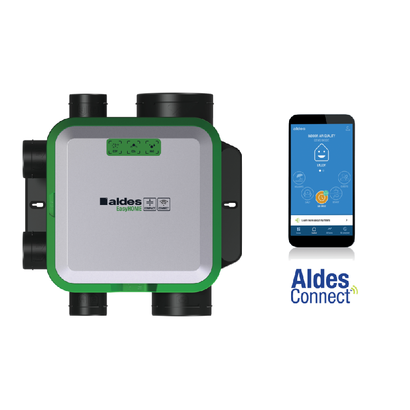 Kit VMC simple flux autoréglable connectée EasyHOME PureAIR COMPACT Premium - Aldes - 11033060_1