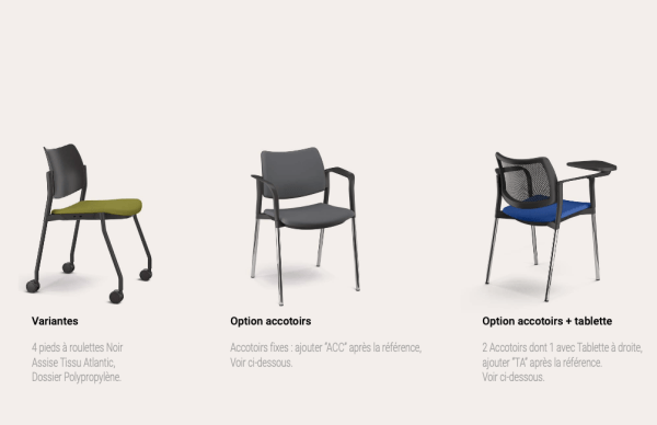 Modalis - Chaise de Réunion Columbia - Empilable avec structure en acier peint époxy_1