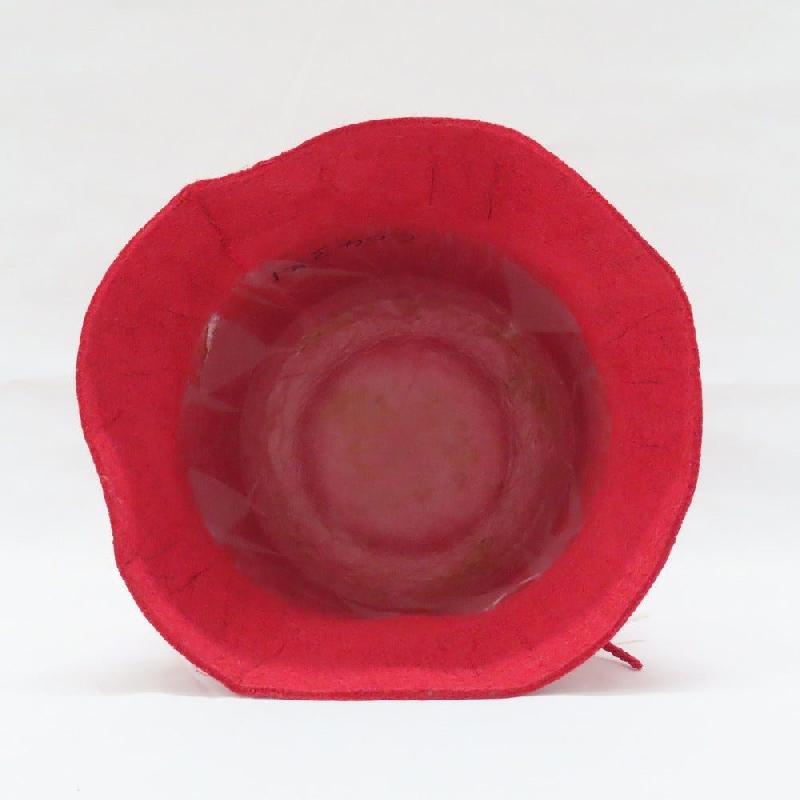 Pot en jute intissé rouge avec interieur PET avec ruban Ø22 H18 cm - par 12_1