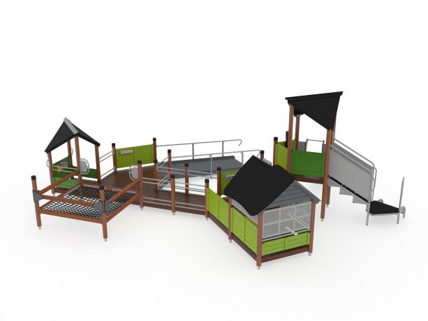 Structure multi-jeux 3 à 12 ans - Uniplay Eptix 8061728 - Hags - Poteaux et panneaux bois - Fondation à enterrer_1