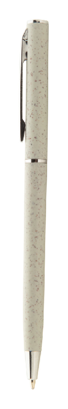 Stylo bille twist écologique en plastique paille de blé - détails chromés - encre bleue - couleur gris_1