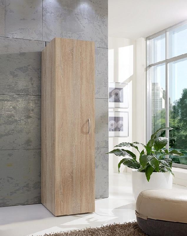 Colonne de rangement LUND 1 porte - chêne naturel 40 x 40 cm - 6 étagères - H185 cm_1