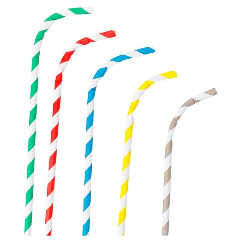 Paille papier flexible rayée coloris assortis Ø0,60x23cm - par 250_1