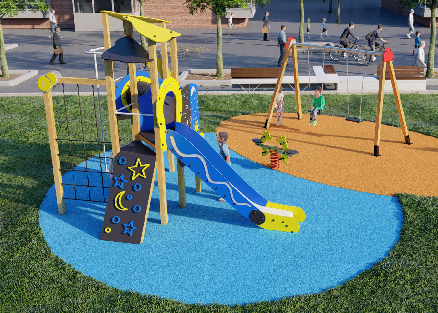 Aire de jeu Siri pour enfants 6-12 ans - Structure en bois lamellé - JEDU04_1