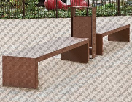 Banc public en métal moderne - Cyria Banquette Eudald I - Acier corten_1