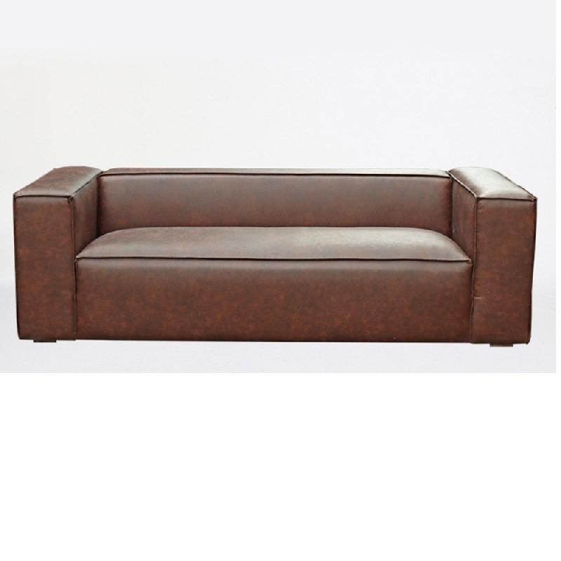 Canapé Hazou marron foncé 3 places - design chic et contemporain - dimensions L224 x H67 x P99 cm_1