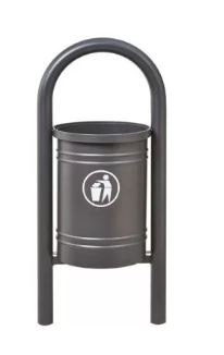 Corbeille publique Vercors 40 L - seau intérieur en tôle électrozinguée avec anses - courbes élégantes_1