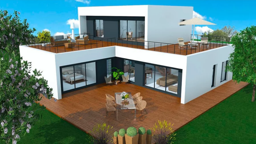 Maison à ossature en bois à étages noov 6 / surface habitable 187 m² / surface brute 247 m² / 6 pièces / toit plat_2