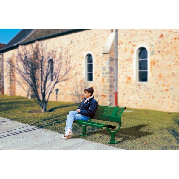 Banc public en métal Oslo - acier perforé - 2 longueurs disponibles - finition peint sur zinc_1