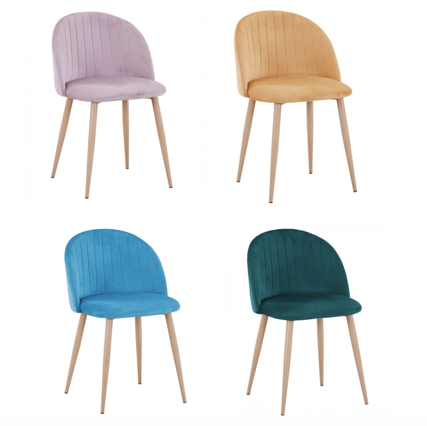 Chaise de restaurant en velours - structure métallique imitation bois - vendue par lot de 4 unités_1