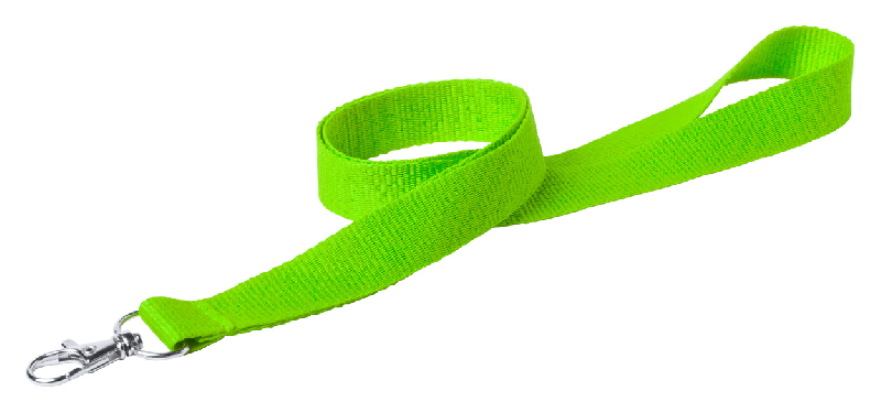 Tour de cou en polyester - avec mousqueton en métal - couleur vert citron - 10g_1