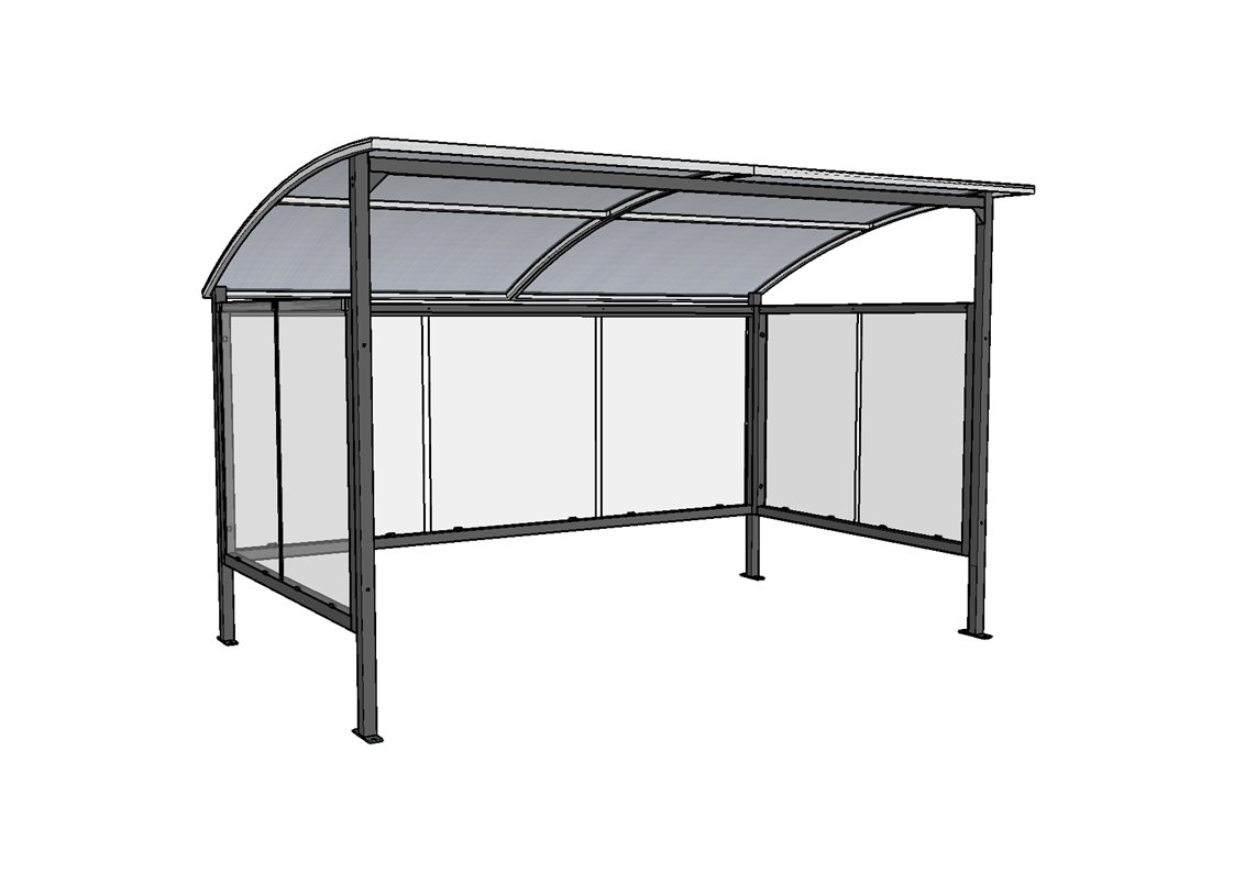 Abri 2 roues à toit convexe  en polycarbonate alvéolaire cintré, traitée anti-UV - EVO 1 M60/M100 acier et M90 bois_1