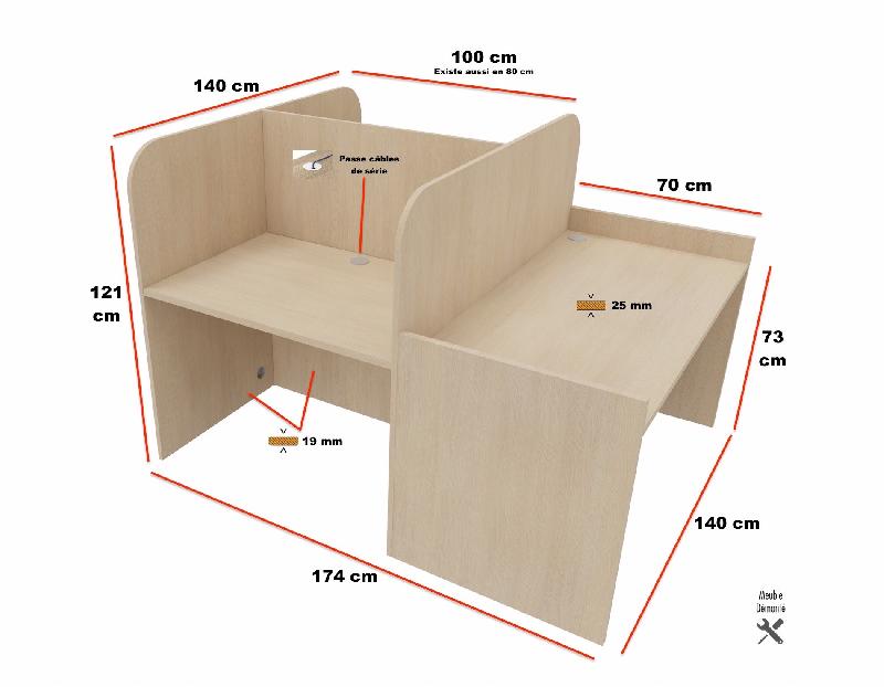 Bureau de call center version double 3 personnes avec poste pour superviseur. - 3 places, Wenge_1